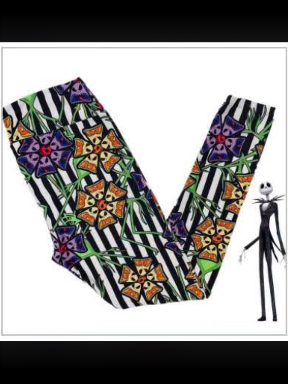 LuLaRoe Nightmare Before Christmas Black & Wh Striped Jack Skellington leggings